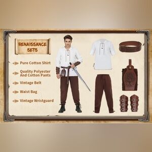 LARP Renaissance Medieval Times 5pc Costume Set Mens Large